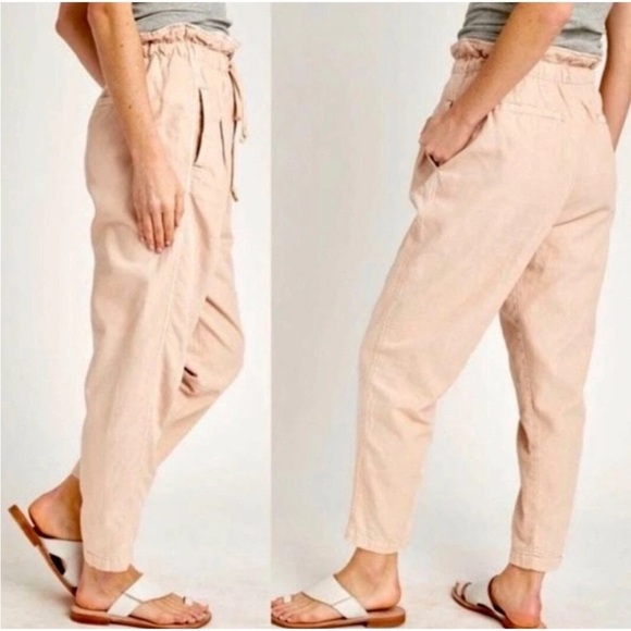 Free People Margate Paperbag Waist Pleated Trouser Pants Cream Ivory Size S - Picture 6 of 12